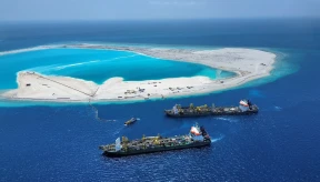 Land reclamation at Giraavarufalhu proceeds with 2 dredgers